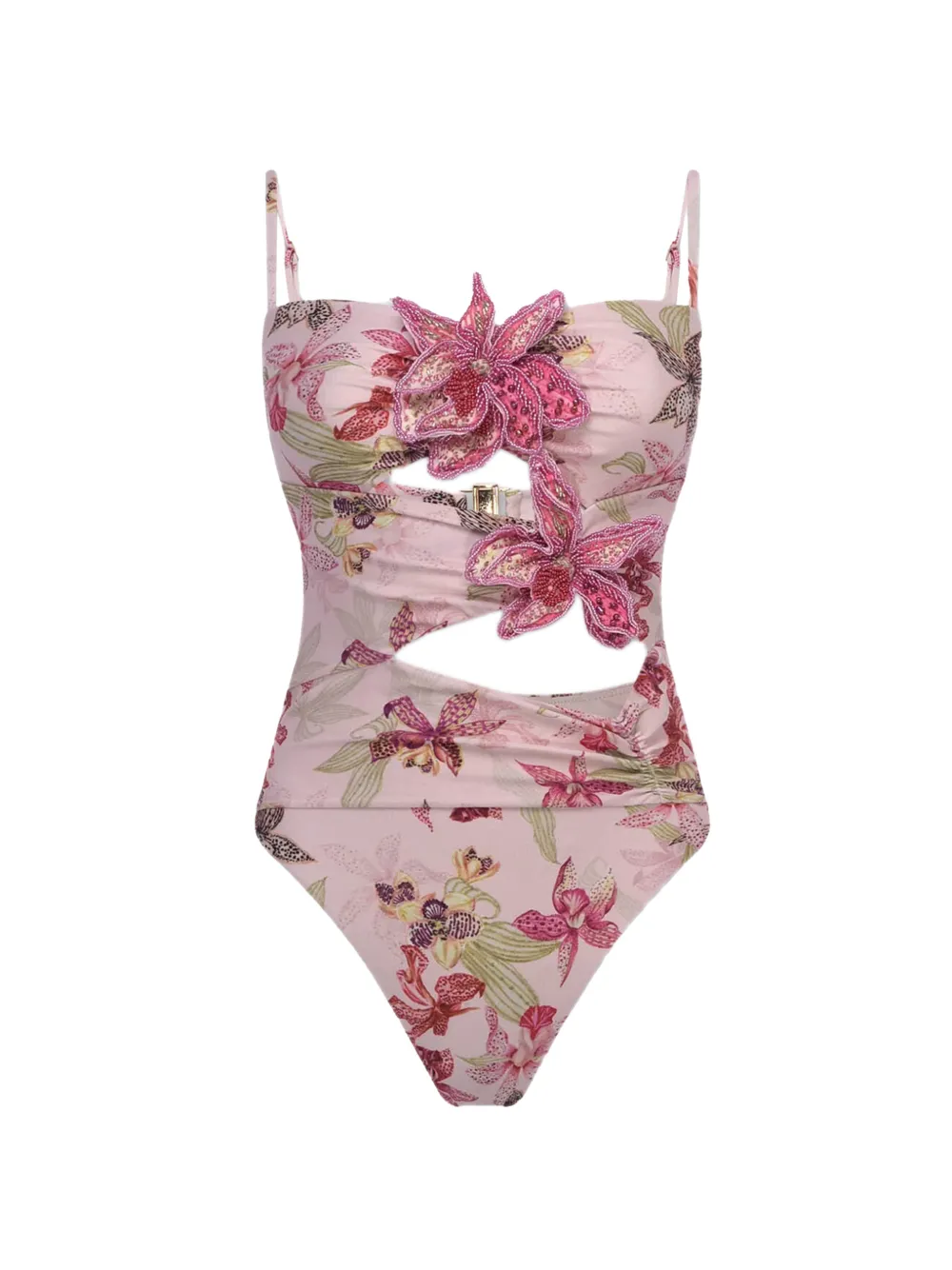 PatBO Orchid Bloom cut-out swimsuit - Pink
