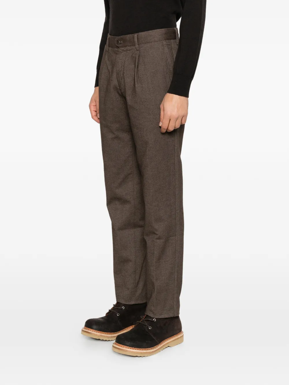 Incotex pleated herringbone-pattern trousers Bruin