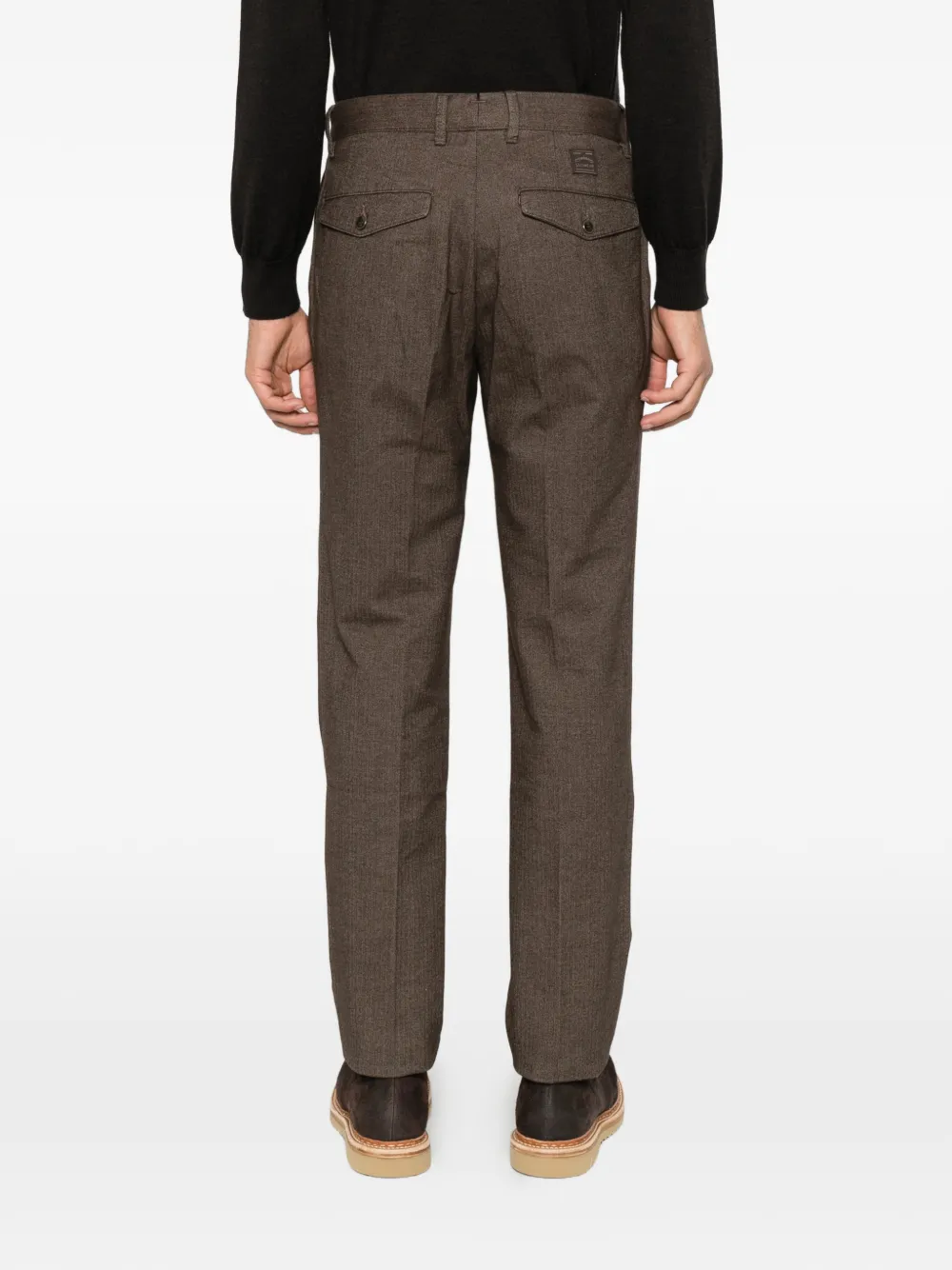 Incotex pleated herringbone-pattern trousers Bruin