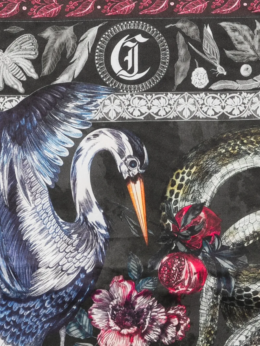 Just Cavalli graphic-print square scarf Zwart