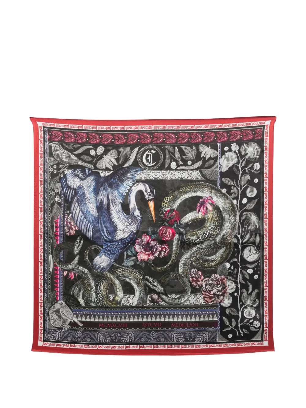 Just Cavalli graphic-print square scarf Zwart