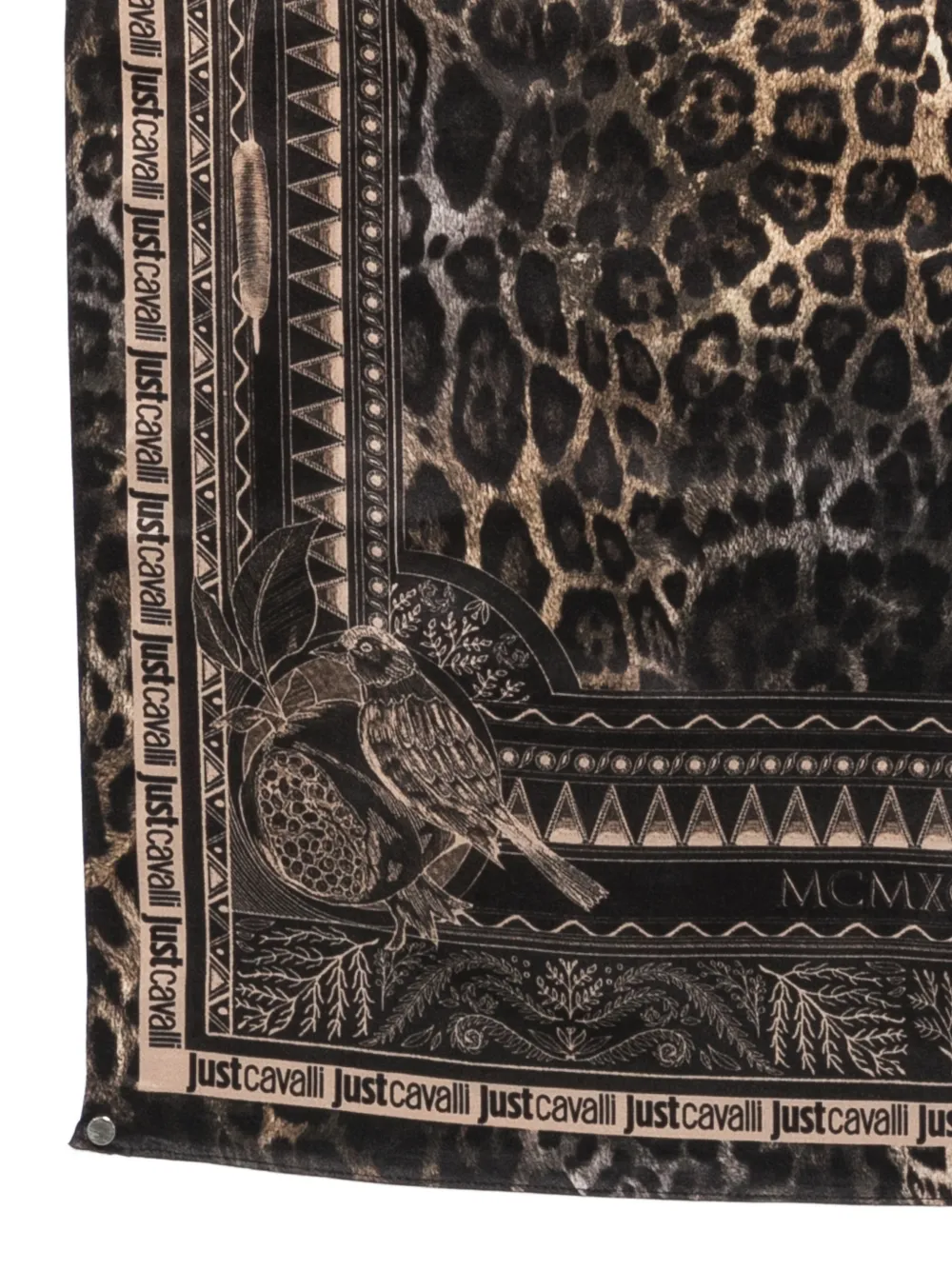 Just Cavalli leopard-print floral-print scarf Zwart