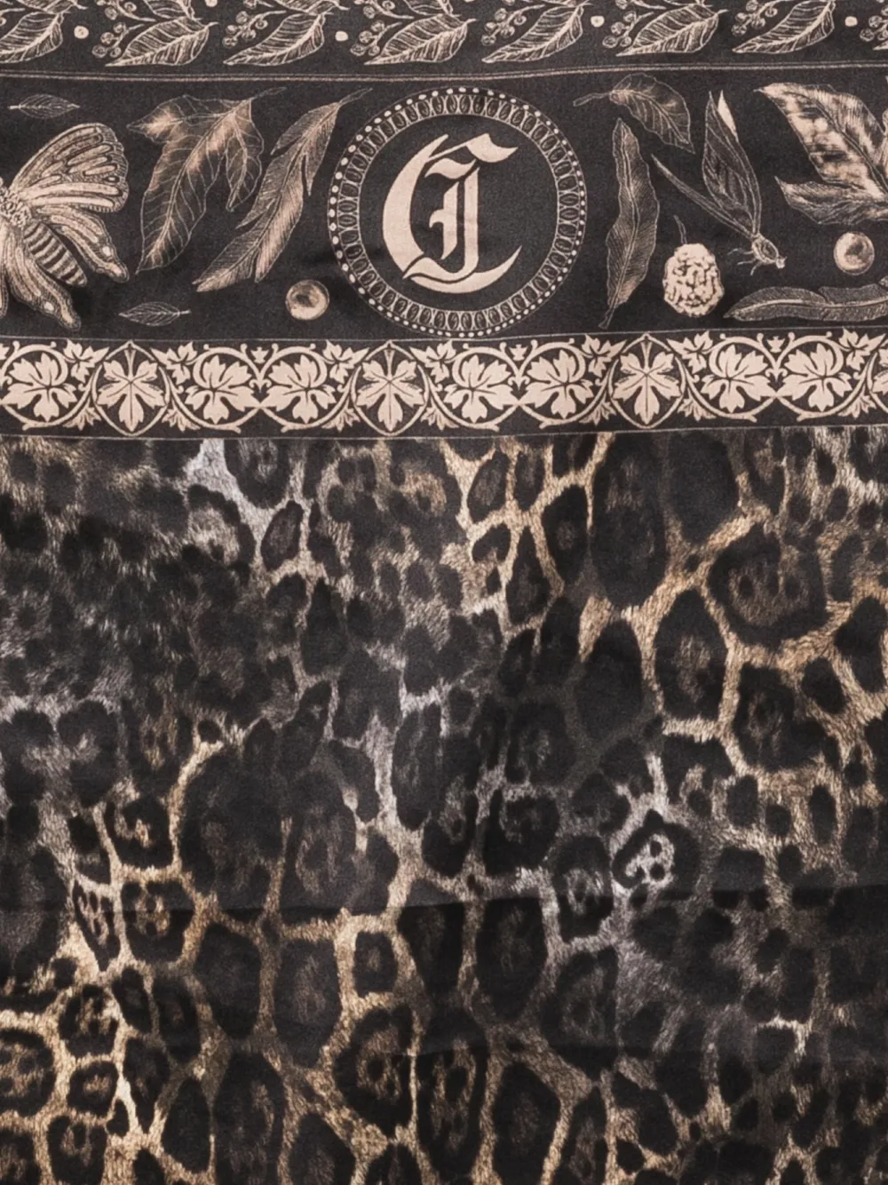 Just Cavalli leopard-print floral-print scarf Zwart