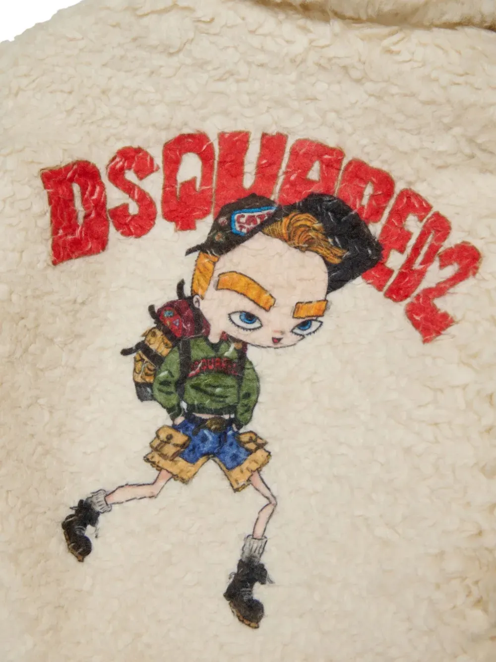 DSQUARED2 KIDS D2Kids graphic-print faux-shearling jacket Beige