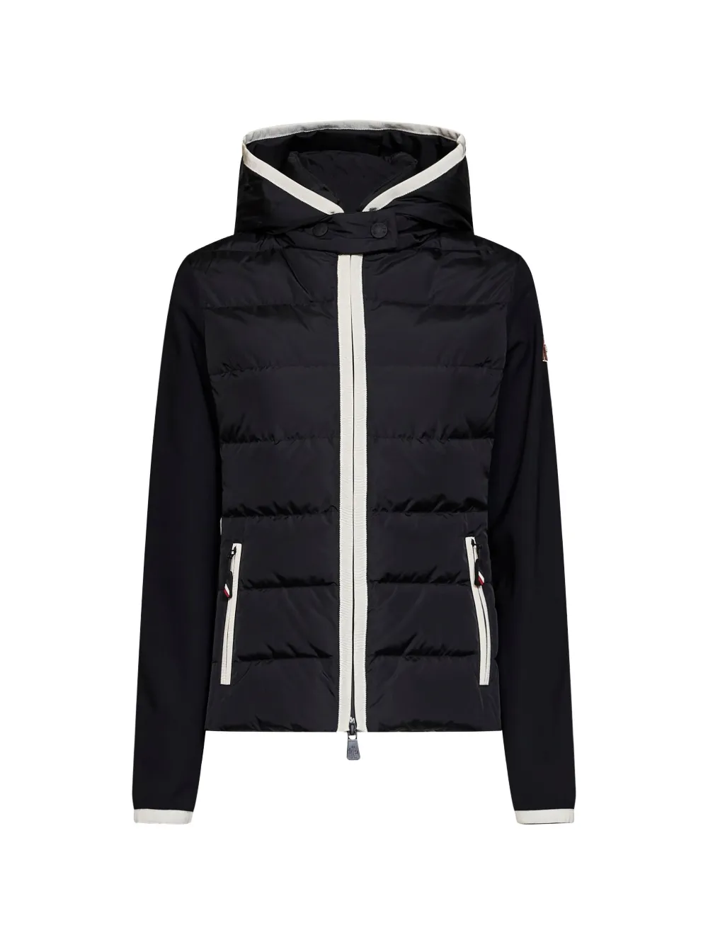 Moncler Padded-panel Zip-up Hoodie In Black