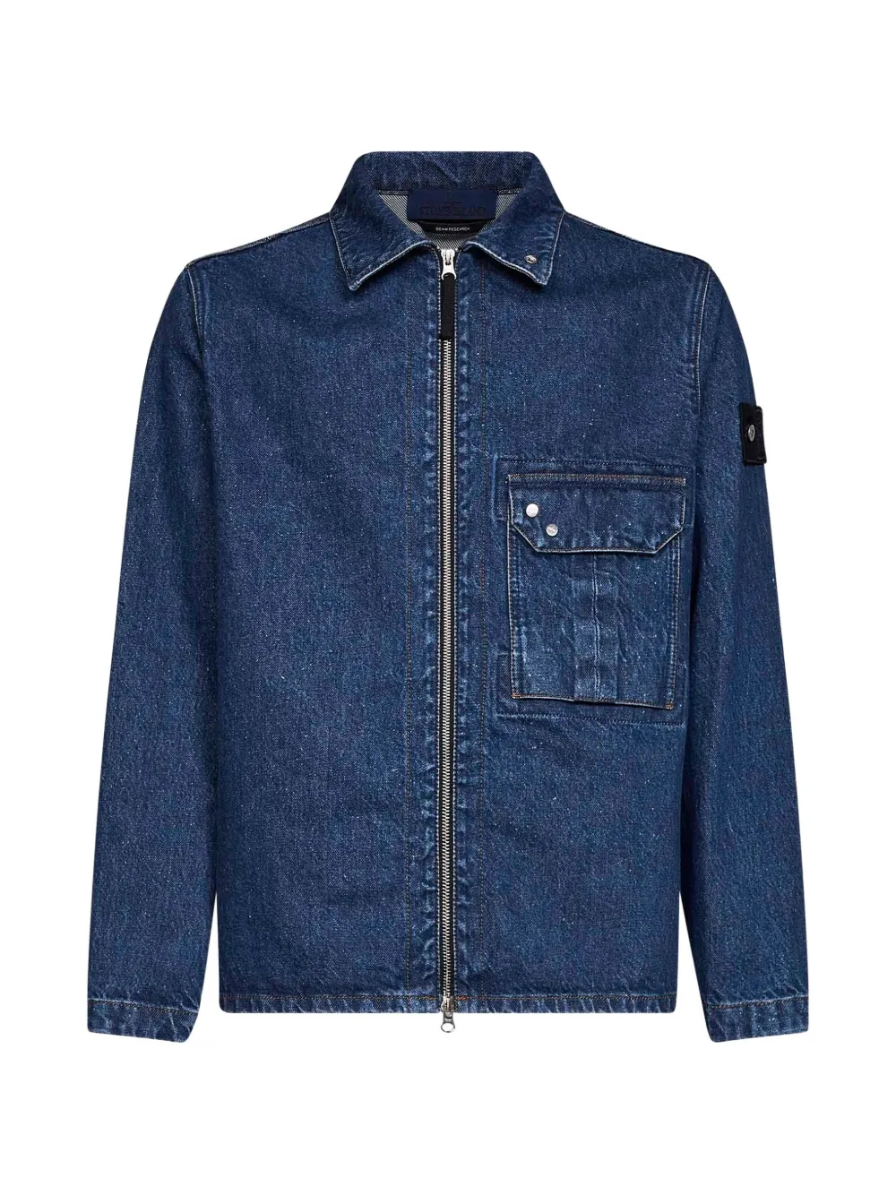 Stone Island zip-up denim shirt