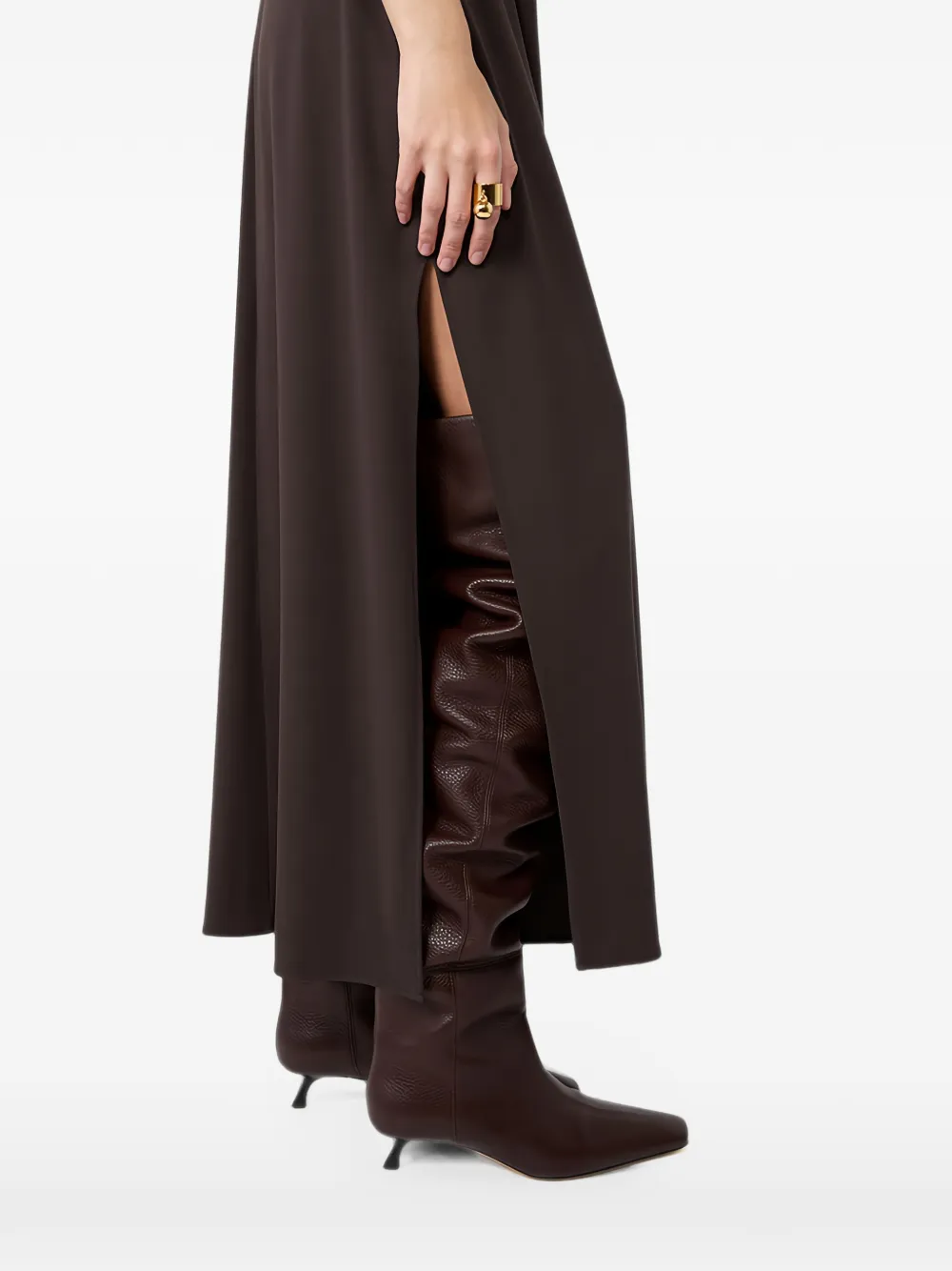 Sportmax Staffa gedrapeerde mouwloze maxi-jurk Bruin
