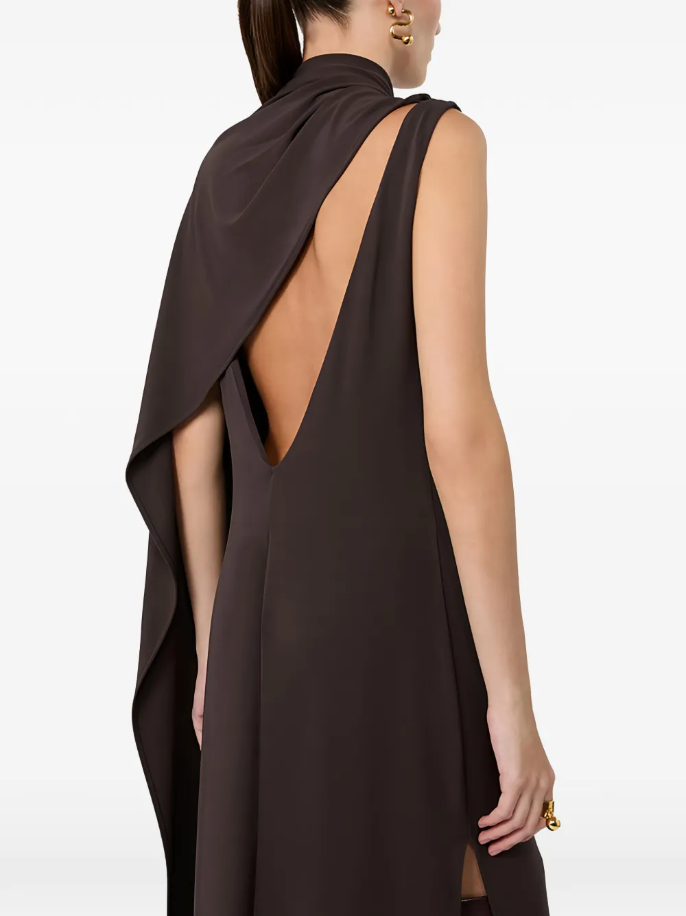 Sportmax Staffa gedrapeerde mouwloze maxi-jurk Bruin