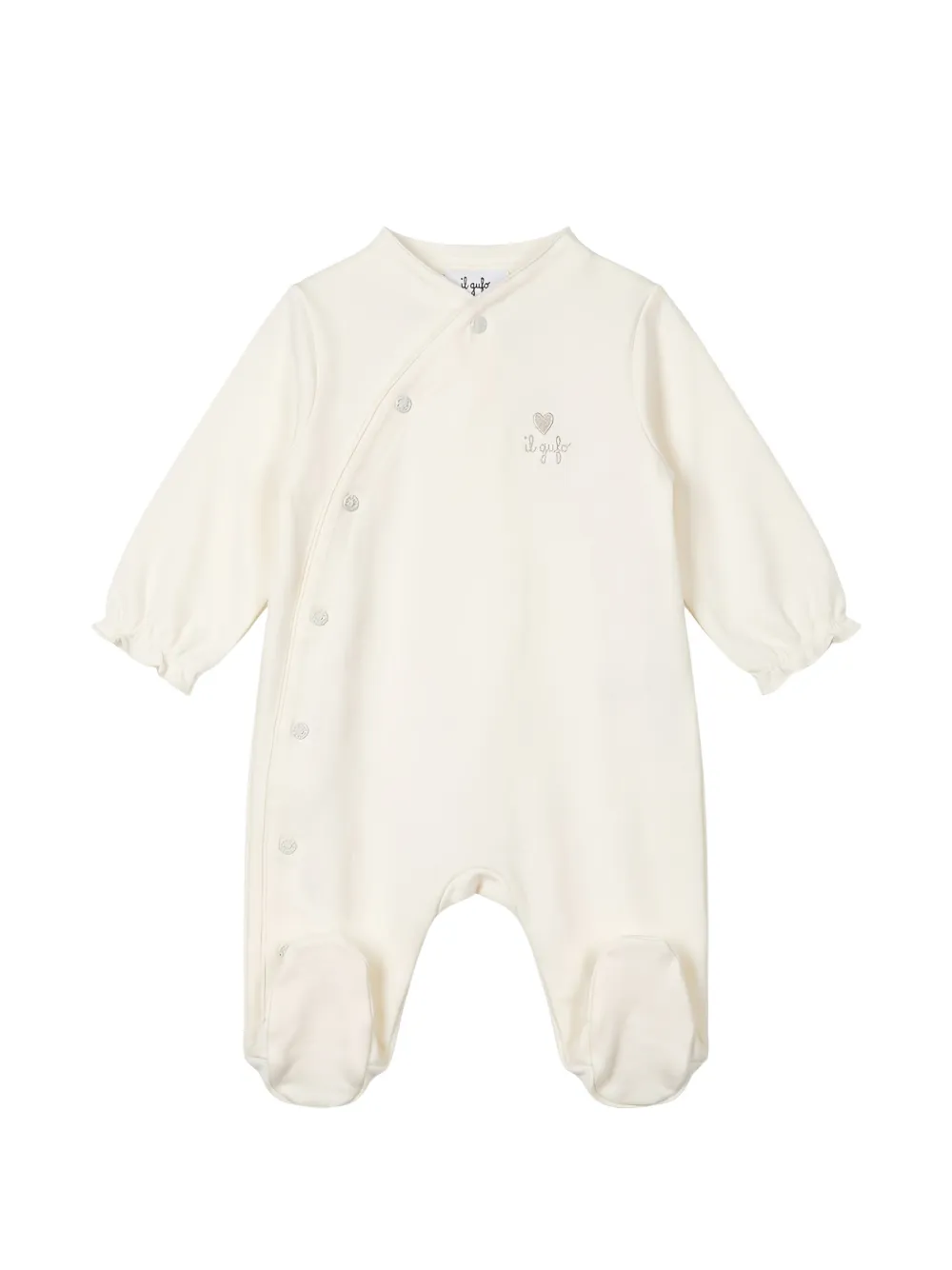 Il Gufo logo-embroidered ruffled-cuff pajamas - Tons neutres Il Gufo logo-embroidered ruffled-cuff pajamas - Tons neutres