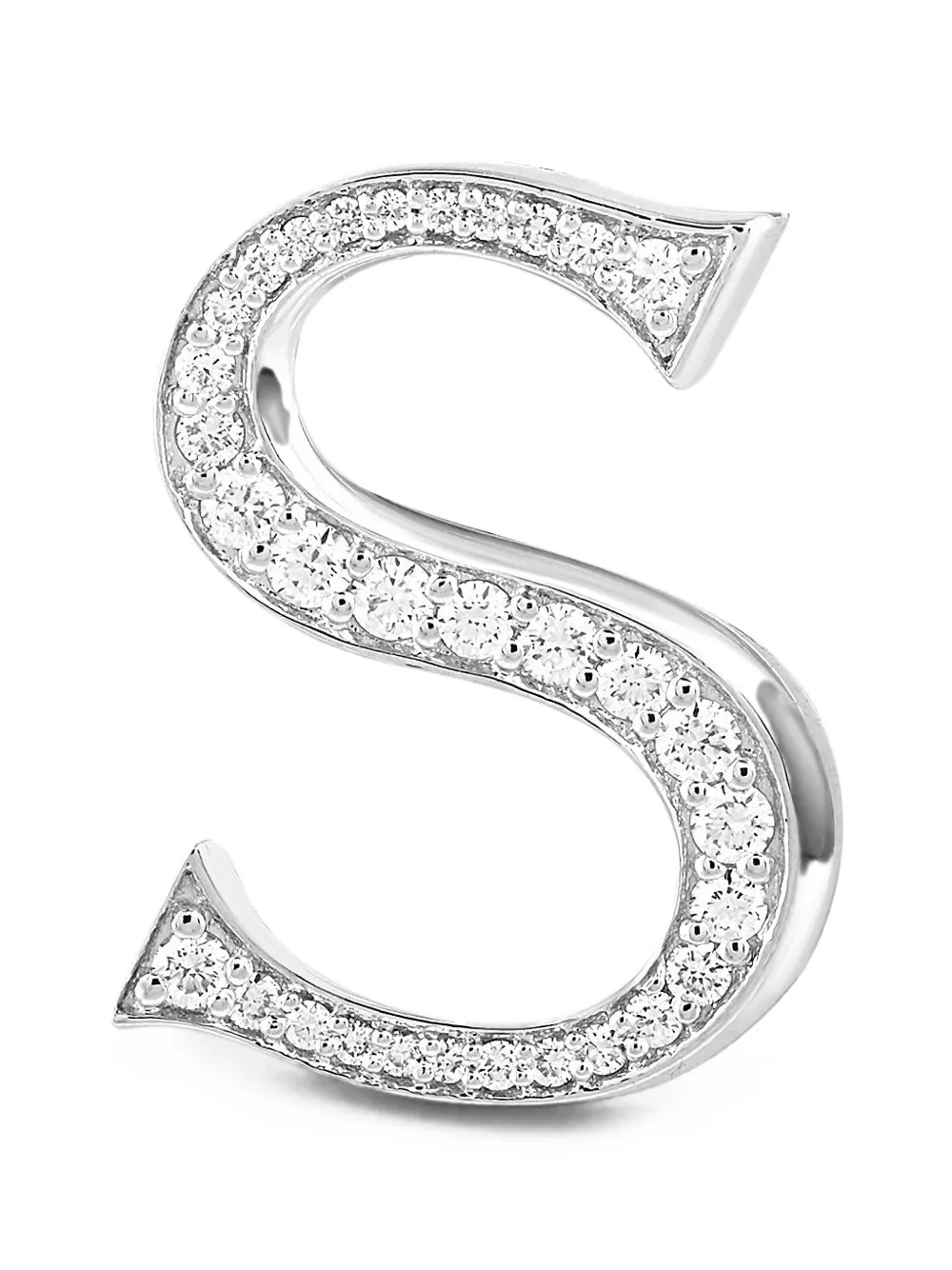 Ashna Mehta Medium Diamond Initial Bag Charm In Silver
