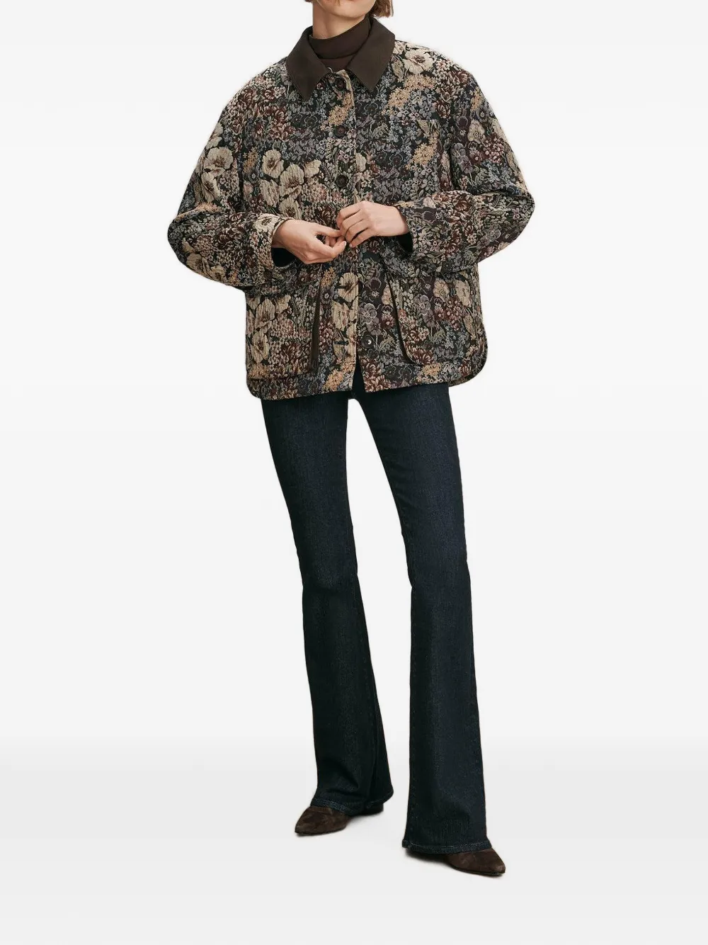 Veronica Beard Blake jas met bloemenjacquard Bruin