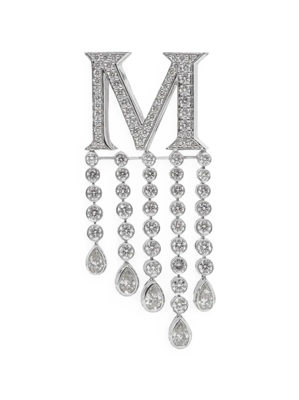 Ashna Mehta Initial Diamond Waterfall Bag Charm In Silver
