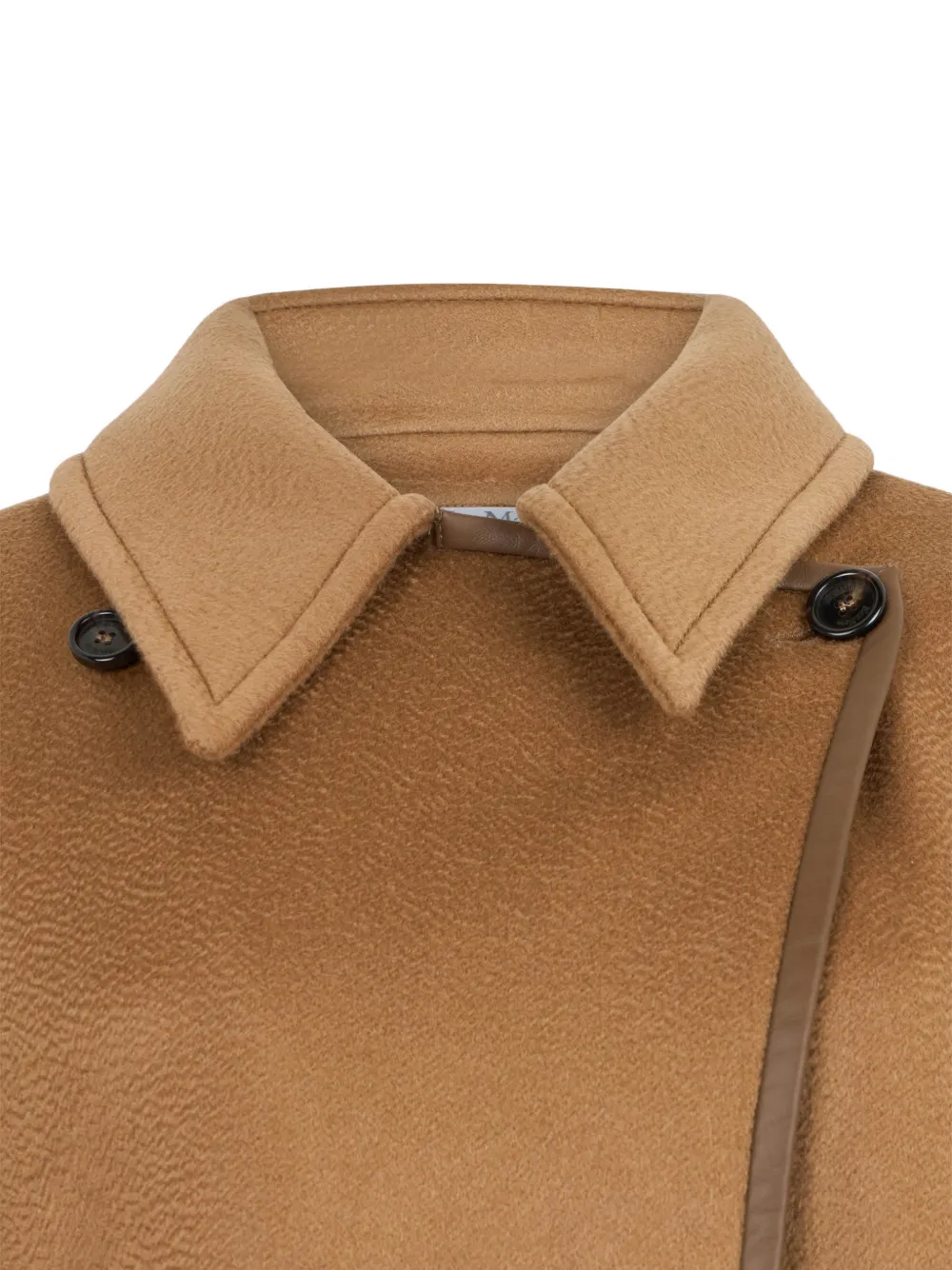 Max Mara Kasjmier jack met leren afwerking Beige