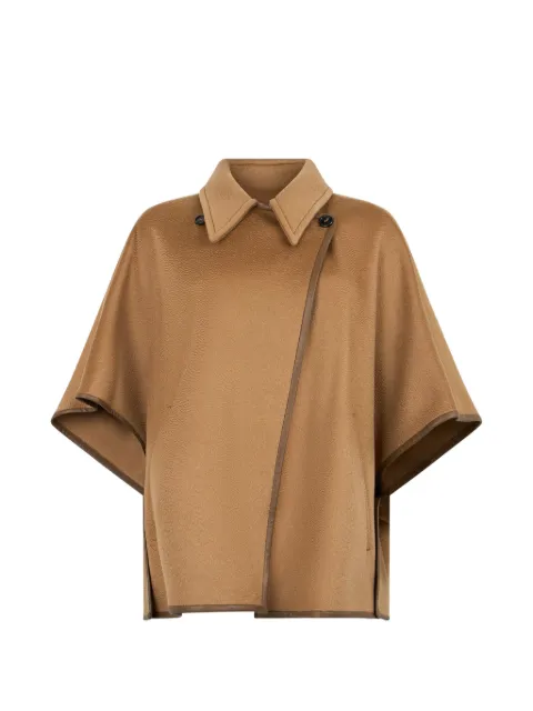 Max Mara leather-trimmed cashmere cape jacket