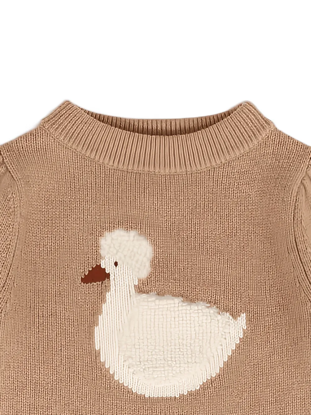 Donsje Denna trui van merinowol met geborduurde eend Beige