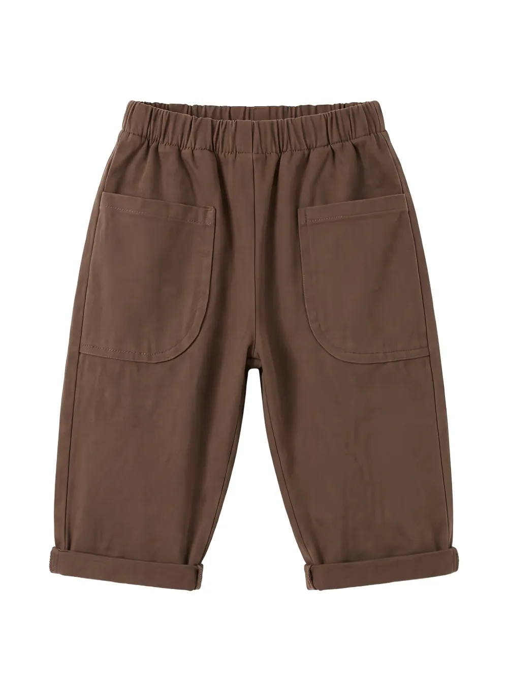 TEDDY & MINOU Broek met elastische taille en omgeslagen pijpen Bruin
