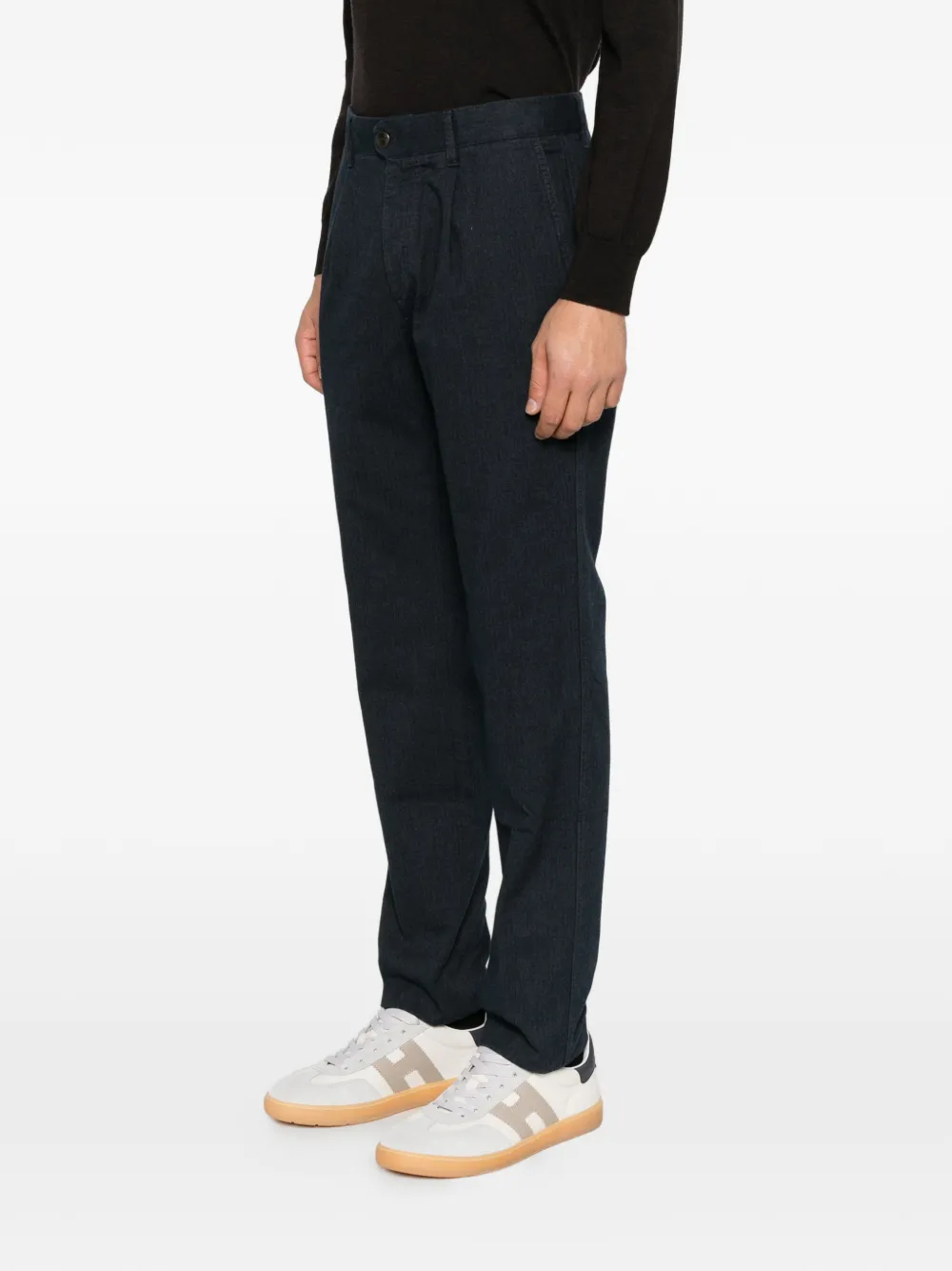 Incotex herringbone pleated trousers Blauw