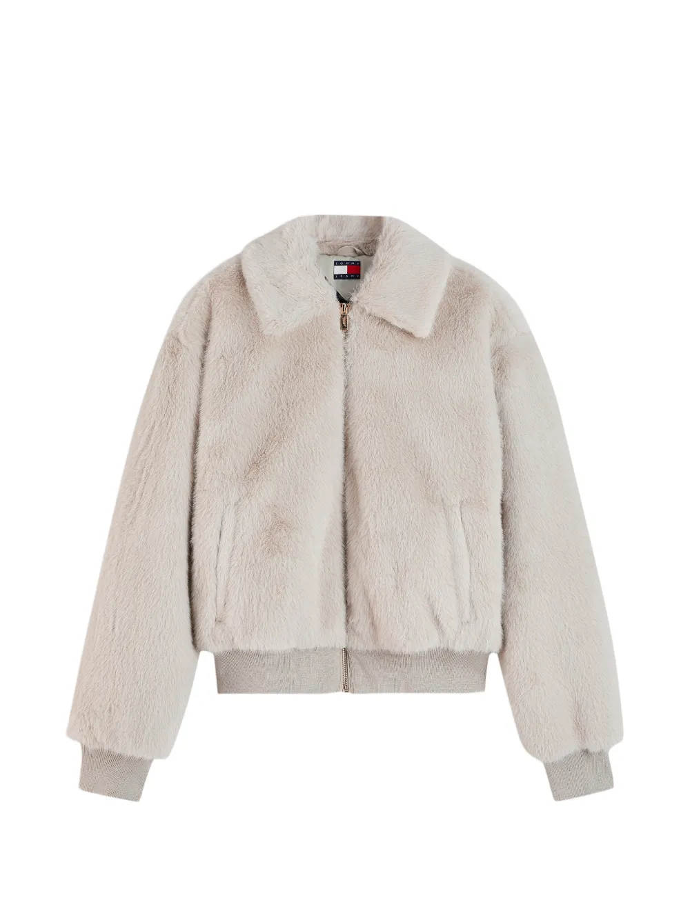 Tommy Hilfiger Faux-fur Bomber Jacket In Nude