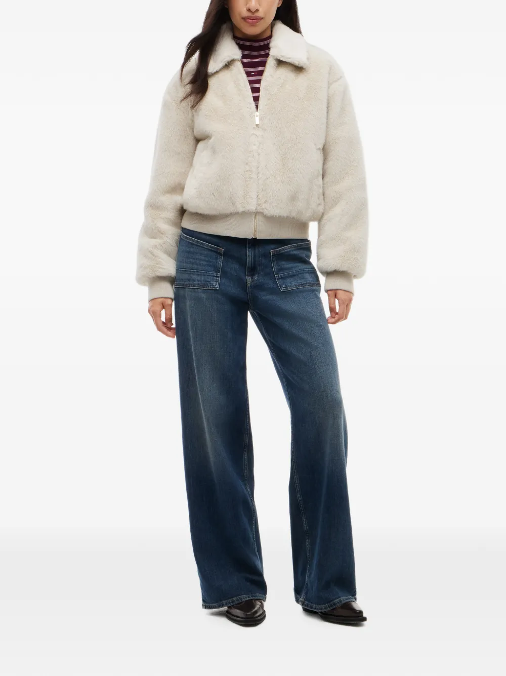 Tommy Hilfiger Bomberjack van imitatiebont Beige