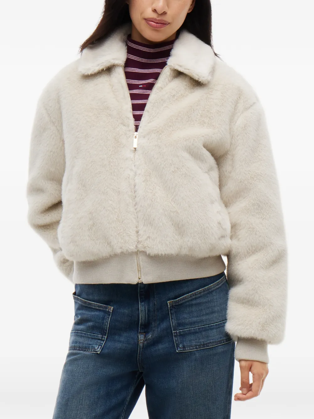 Tommy Hilfiger Bomberjack van imitatiebont Beige