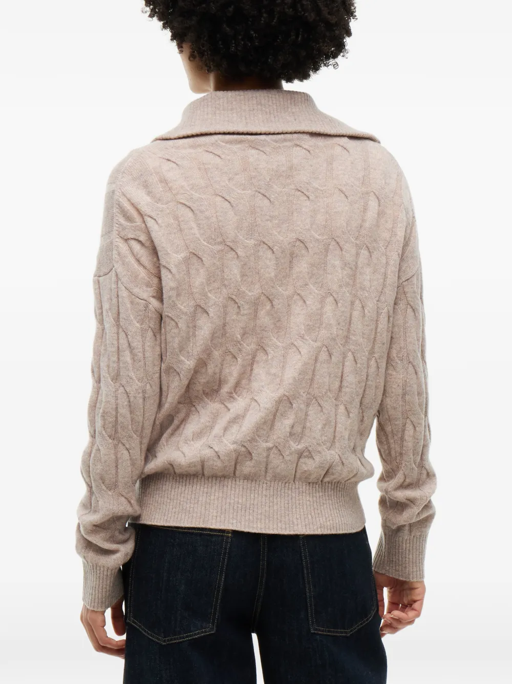 Tommy Hilfiger Kabelgebreide trui met kwartrits Beige