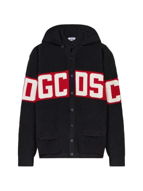 GCDS logo-band ribbed-knit hoodie