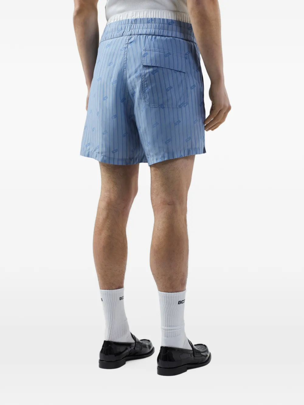 GCDS Shorts met krijtstreep en logo-print Blauw