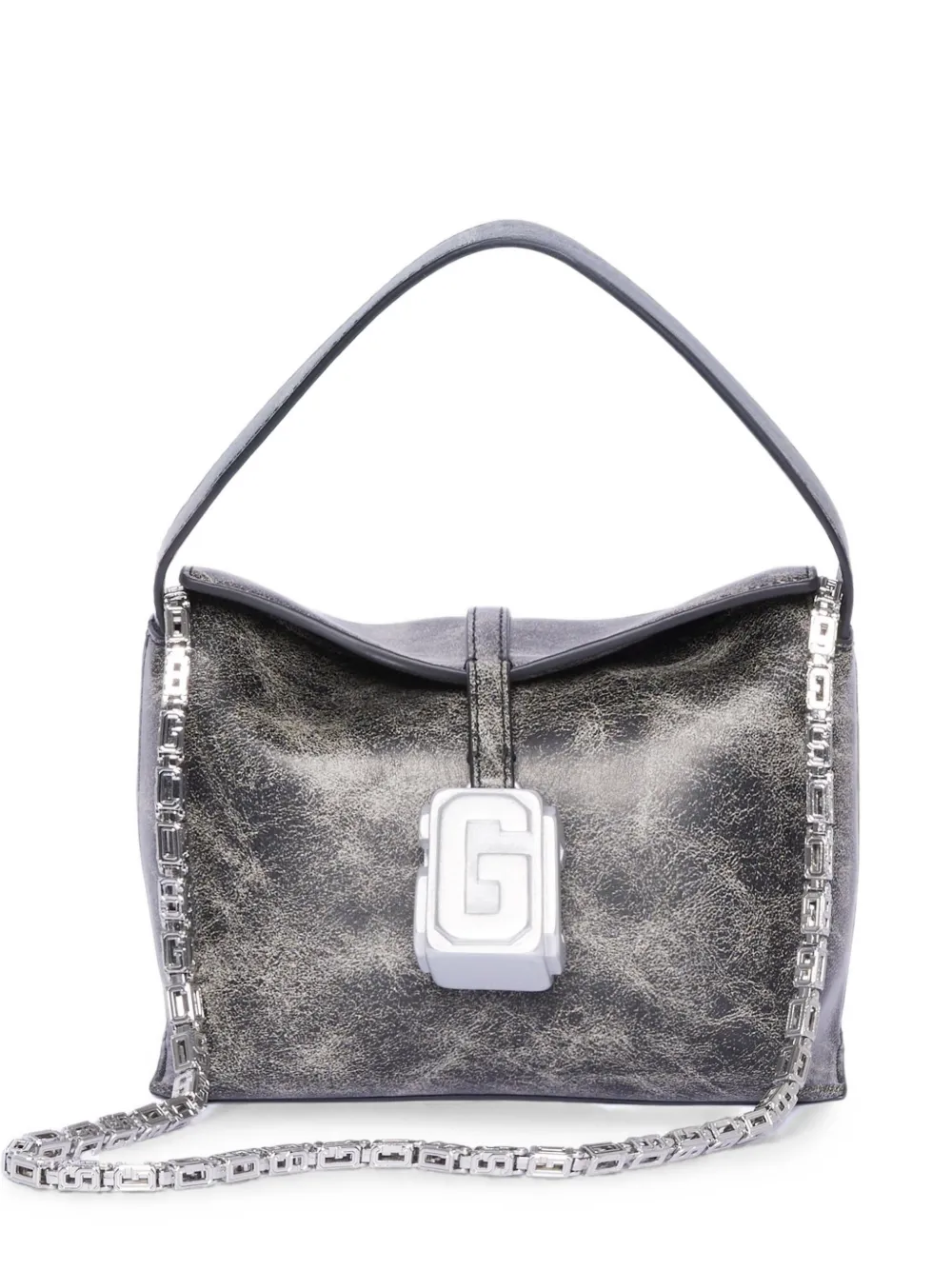 GCDS mega mini Comma distressed-leather tote bag