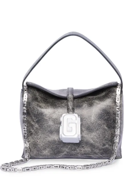 GCDS mega mini Comma distressed-leather tote bag