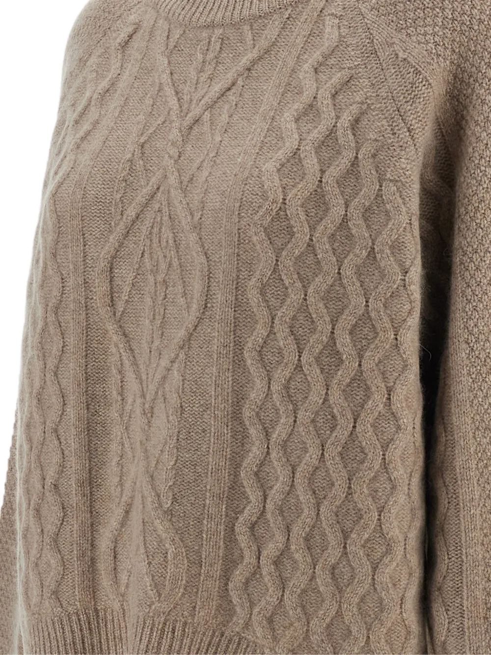 arch4 Delilah kabelgebreide kasjmier trui Beige