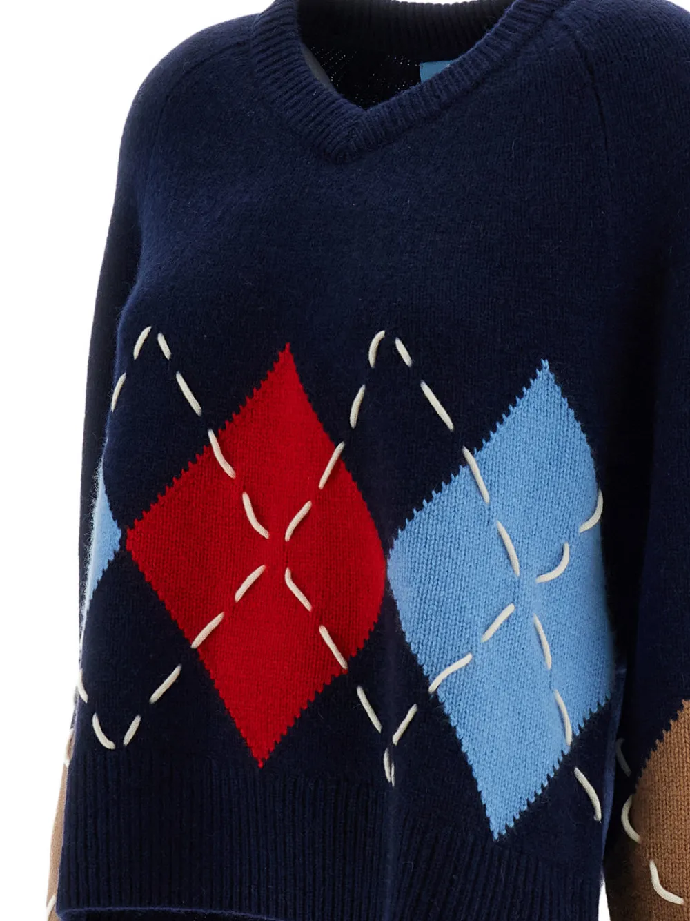 arch4 Sloane trui met argyle-intarsia en V-hals Blauw