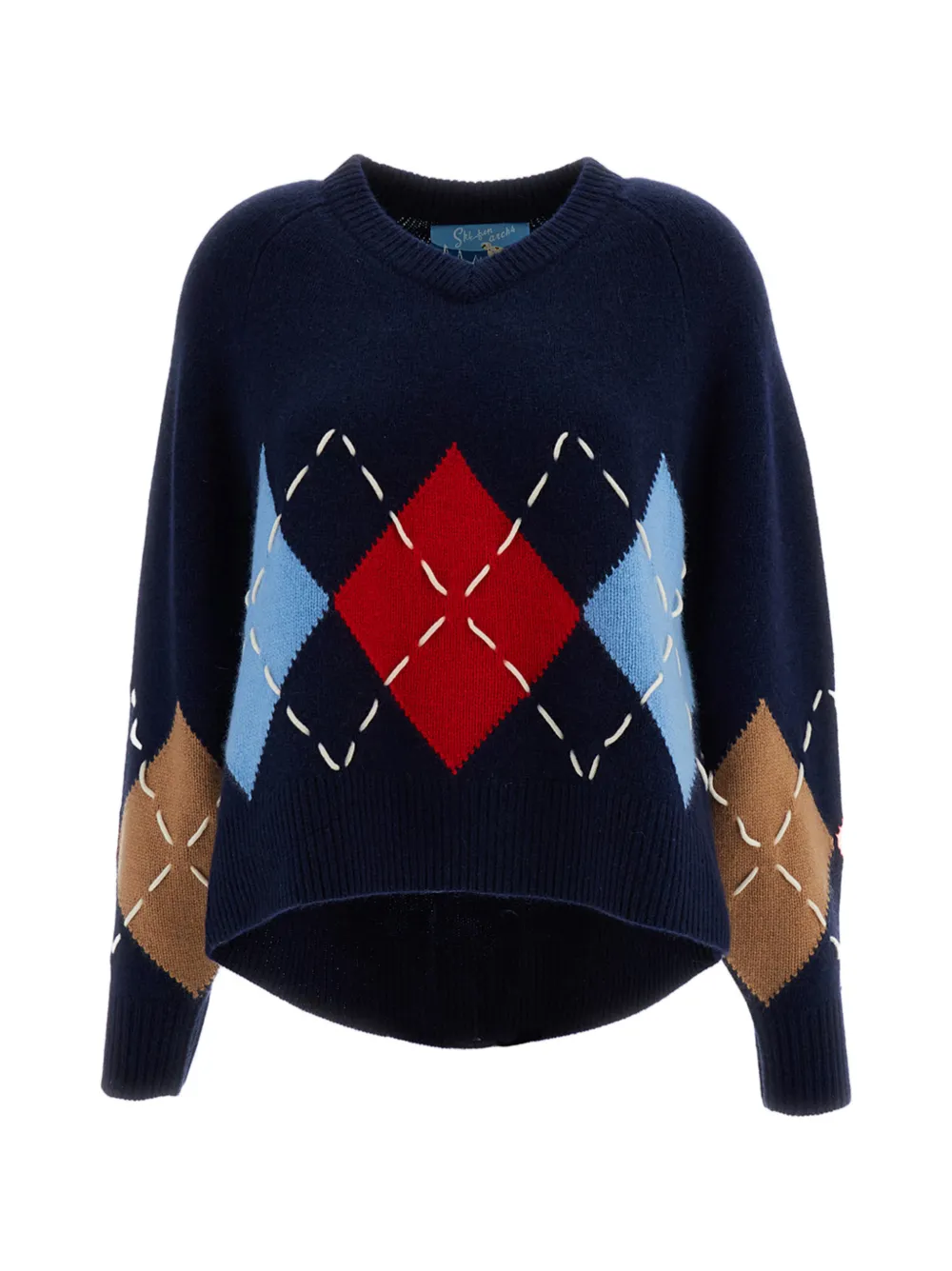 arch4 Sloane argyle-intarsia V-neck sweater - Blue