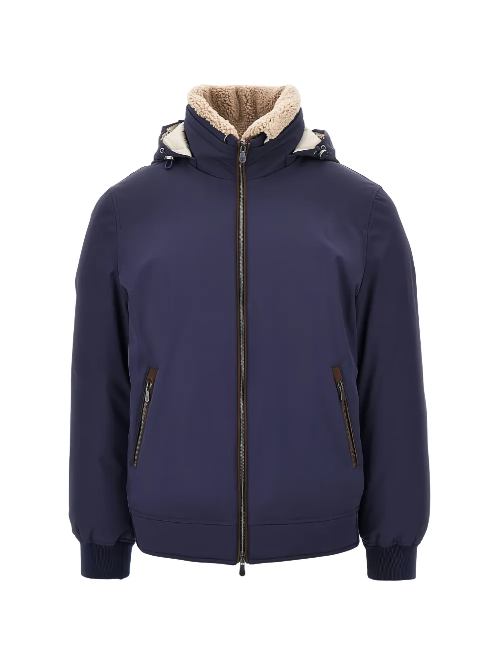 Brunello Cucinelli shearling-collar detachable-hood padded jacket