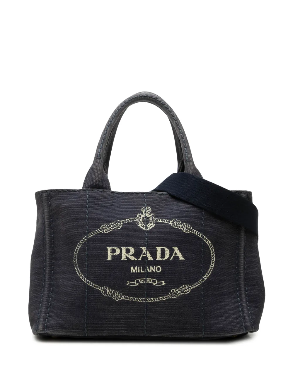 Prada Pre-Owned 2013-2026 Small Canvas Canapa Logo Tote satchel - Blu