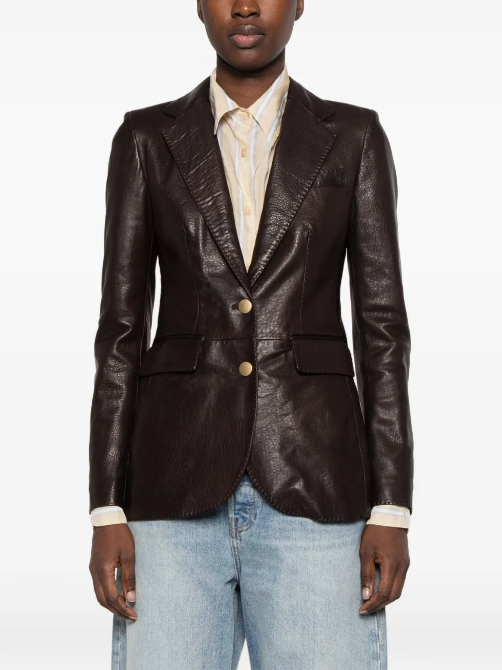 Tagliatore single-breasted leather jacket Bruin