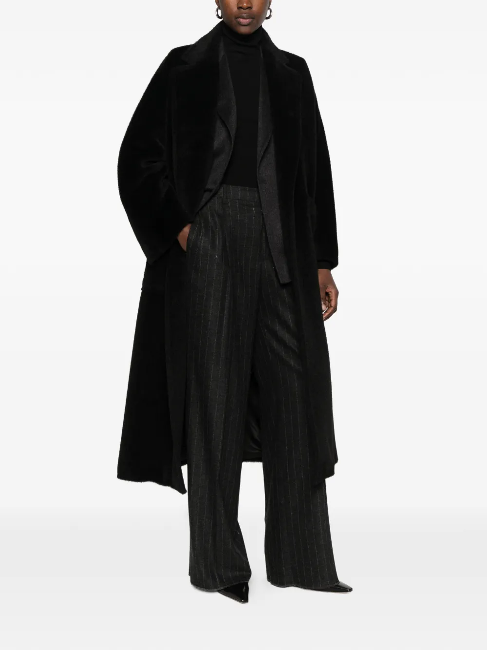 Tagliatore belted faux-fur coat Zwart