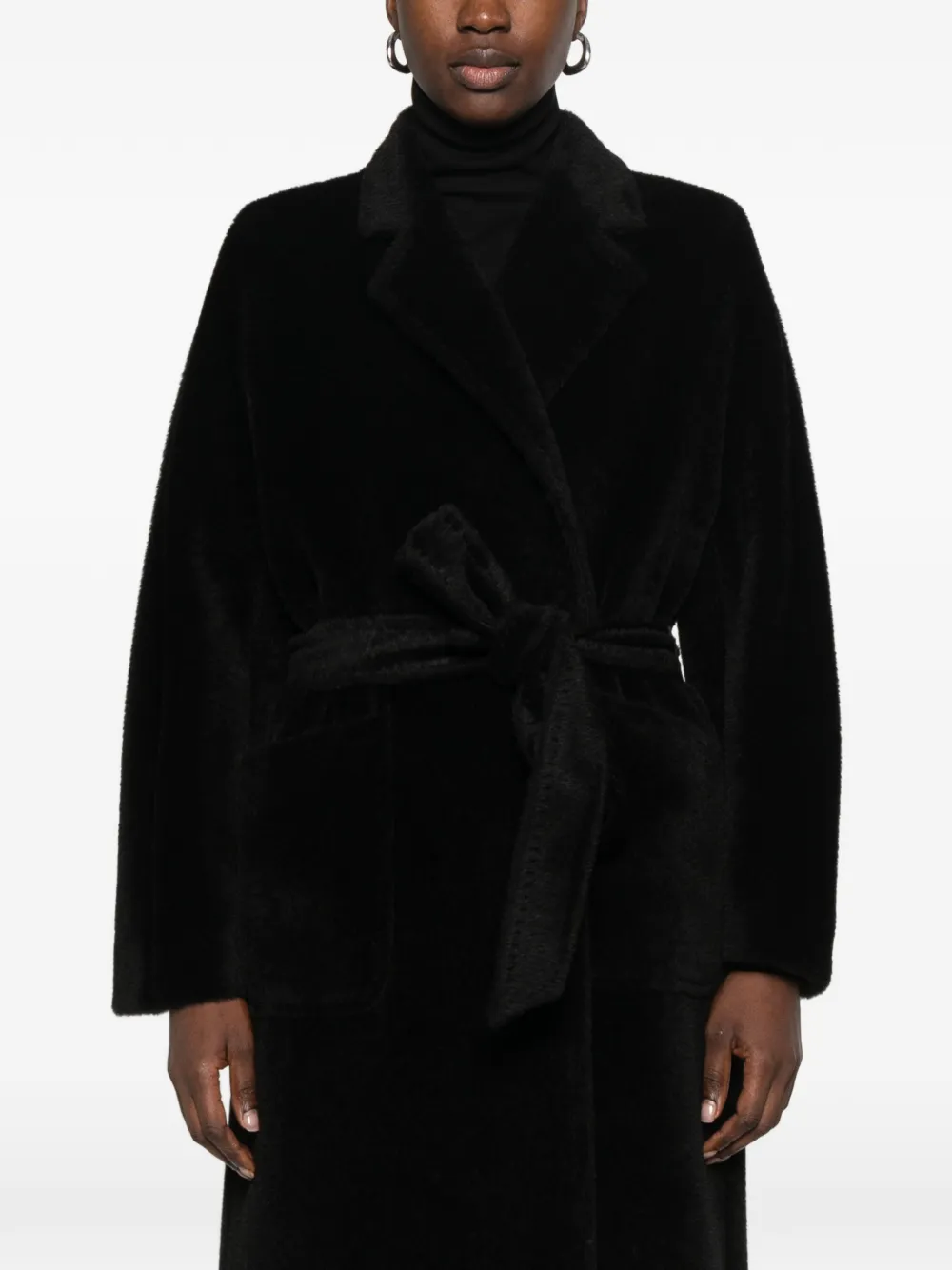 Tagliatore belted faux-fur coat Zwart