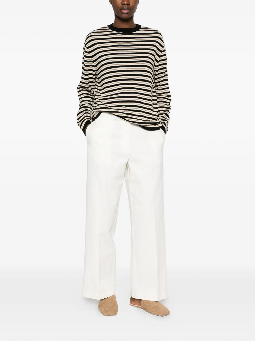 Cordera pressed-crease wide-leg trousers Wit
