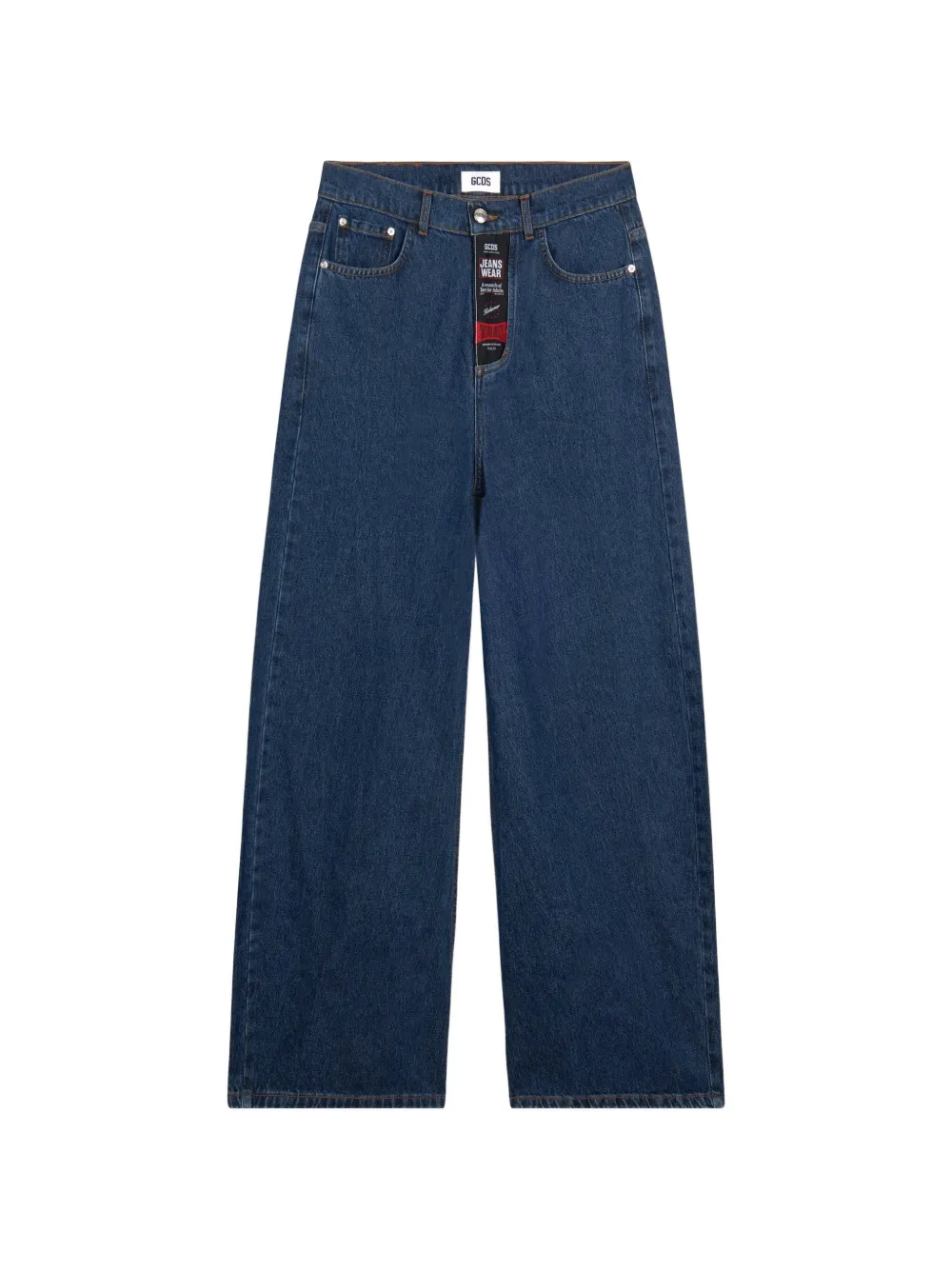 GCDS logo-patch wide-leg jeans - Blu