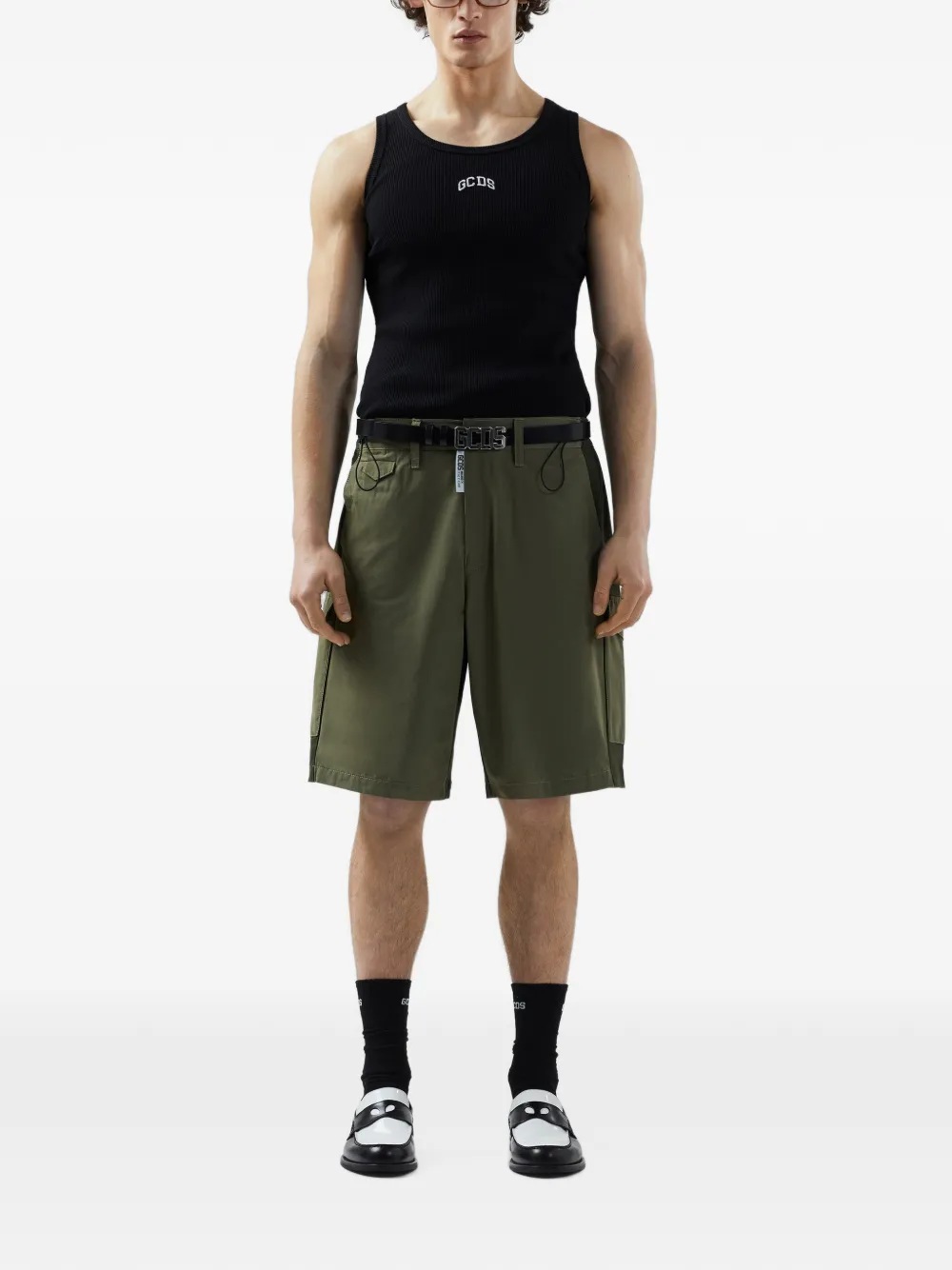 GCDS colour-block drawstring cargo shorts Groen