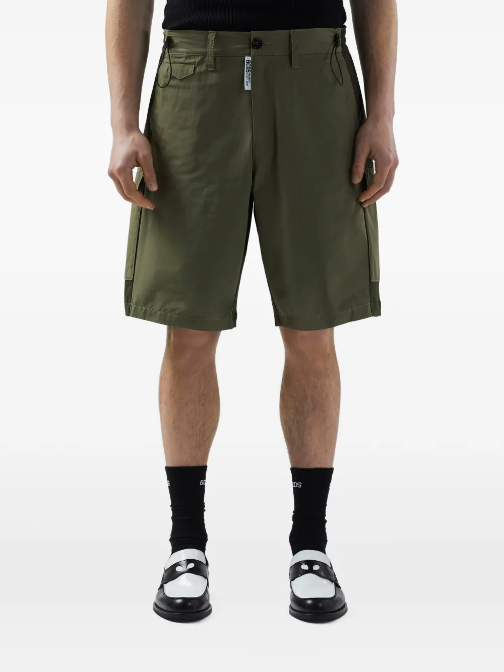 GCDS colour-block drawstring cargo shorts Groen