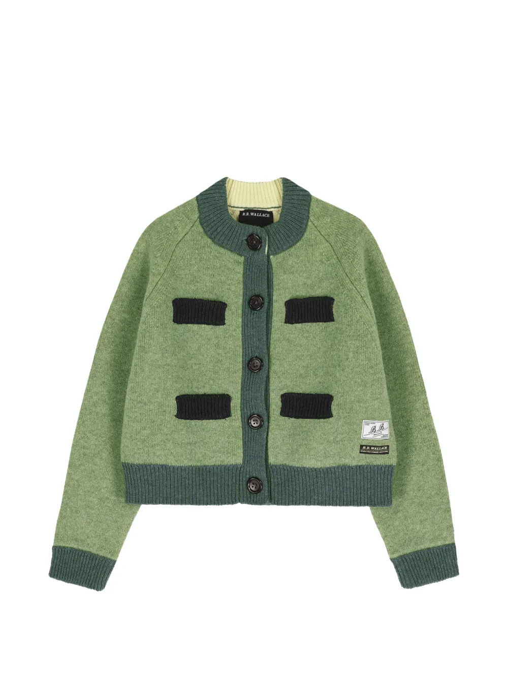 B.B. Walace Frida contrast-trim double-layer cardigan - Verde