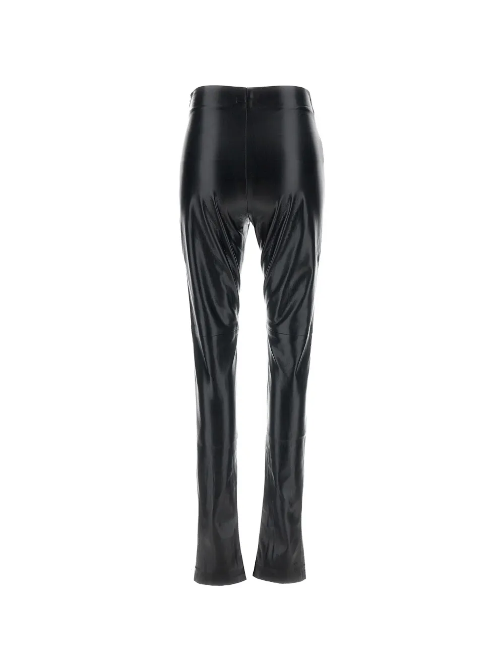 THE ANDAMANE Broek van imitatieleer met rits bij de zoom Zwart