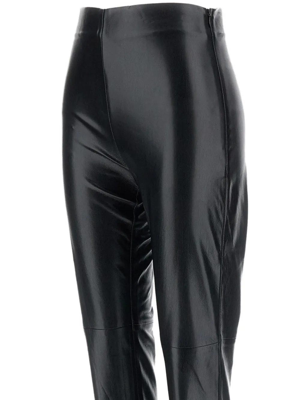THE ANDAMANE Broek van imitatieleer met rits bij de zoom Zwart