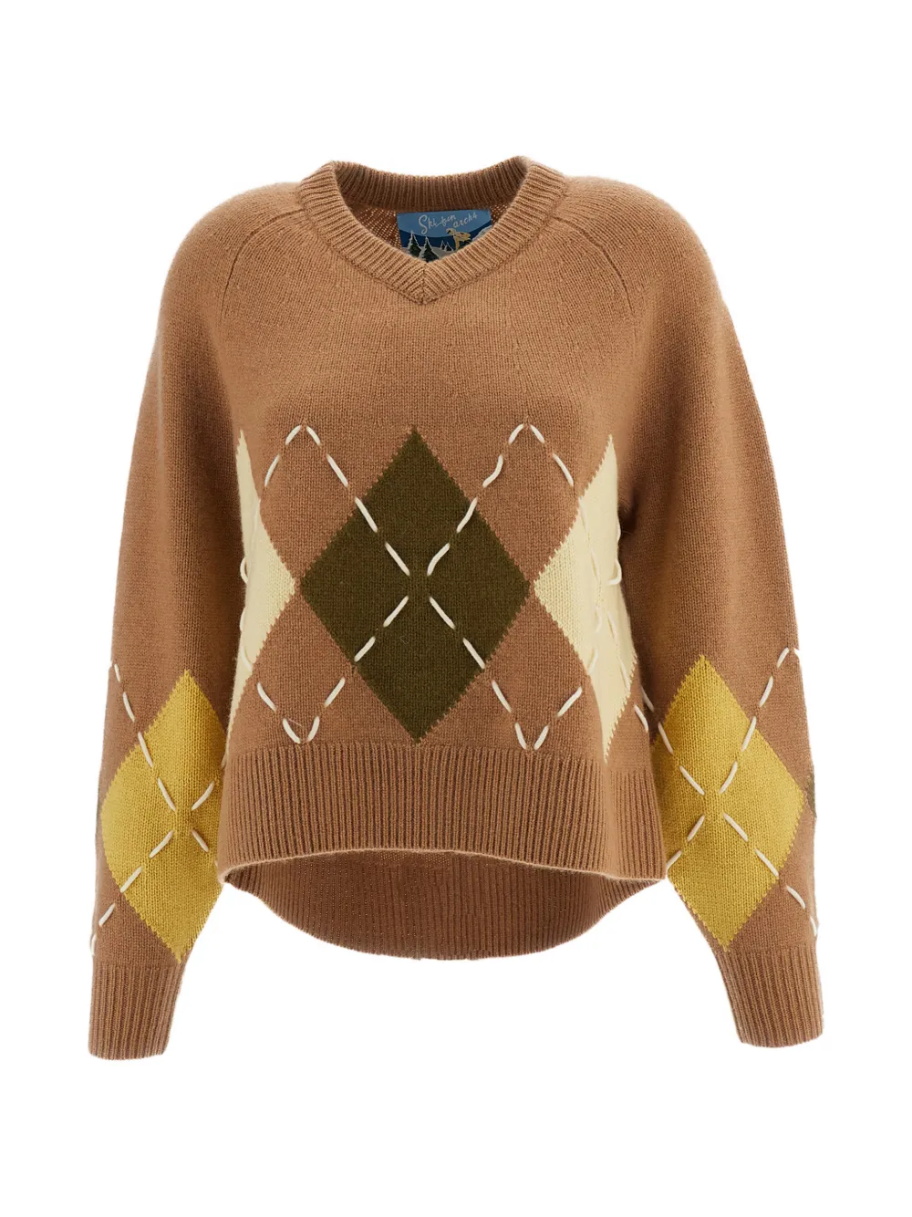 arch4 Sloane argyle-intarsia V-neck sweater - Marron arch4 Sloane argyle-intarsia V-neck sweater - Marron