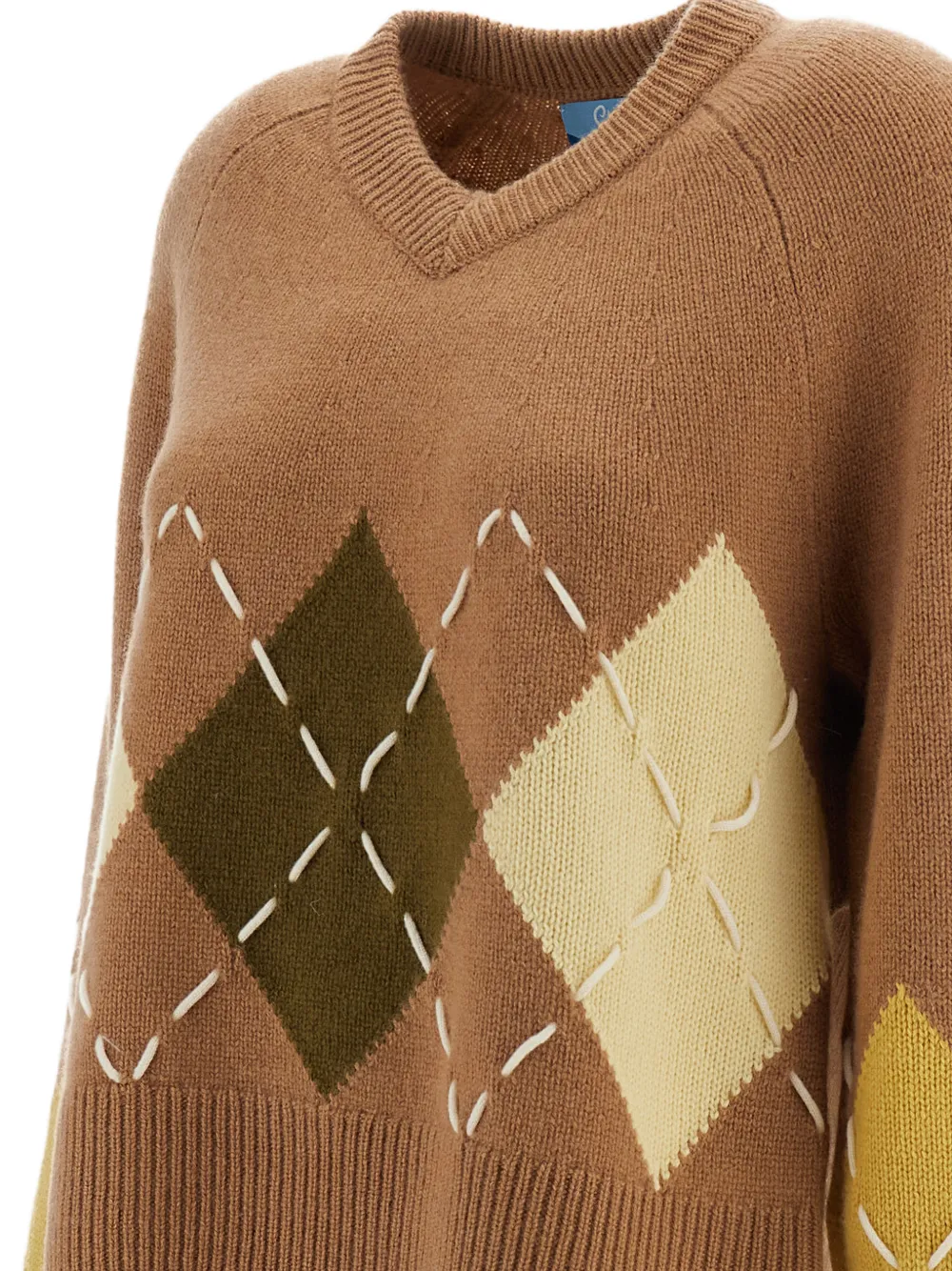 arch4 Sloane trui met argyle-intarsia en V-hals Bruin