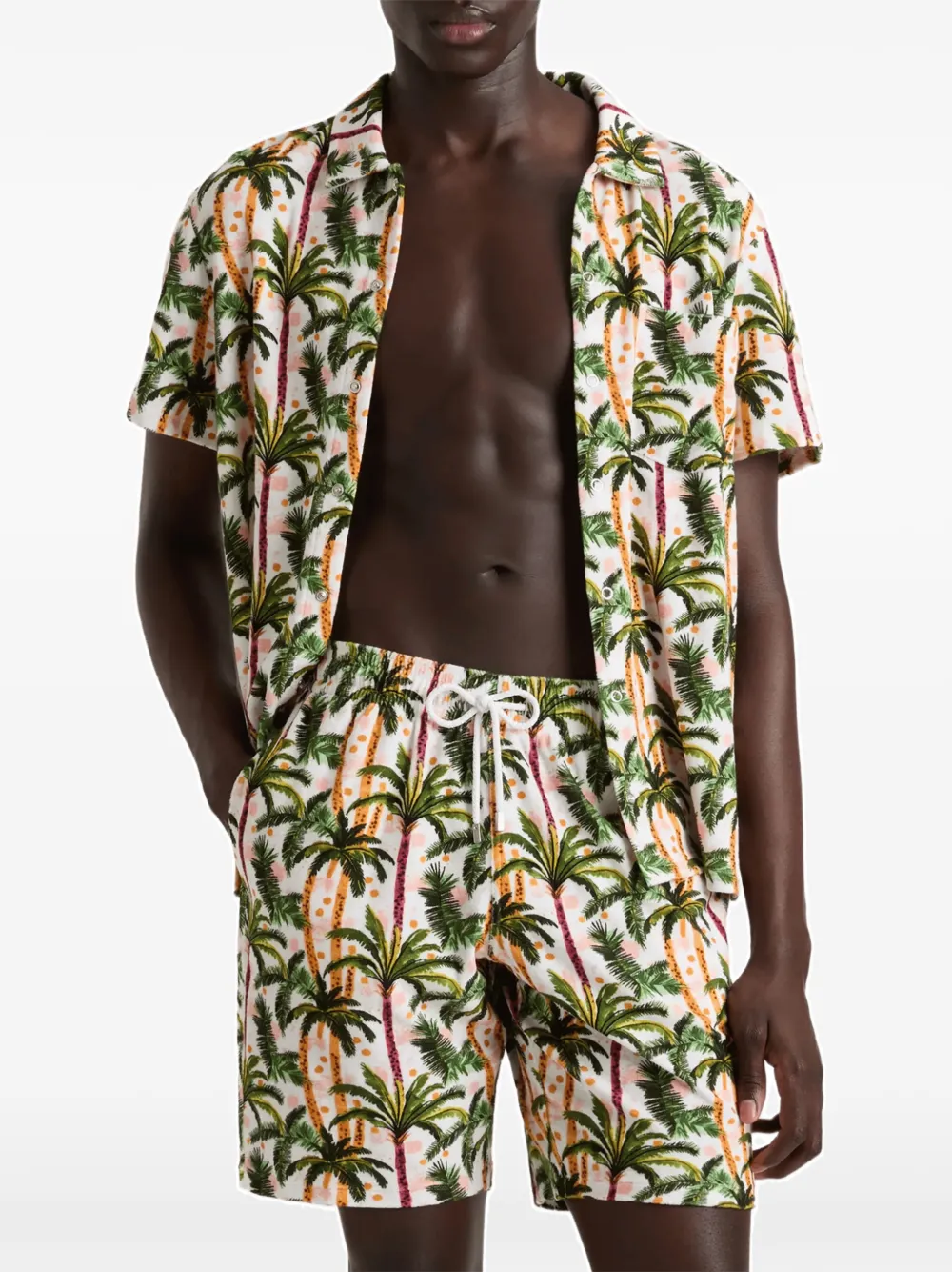 Vilebrequin Terry palm tree-print shorts - Bianco