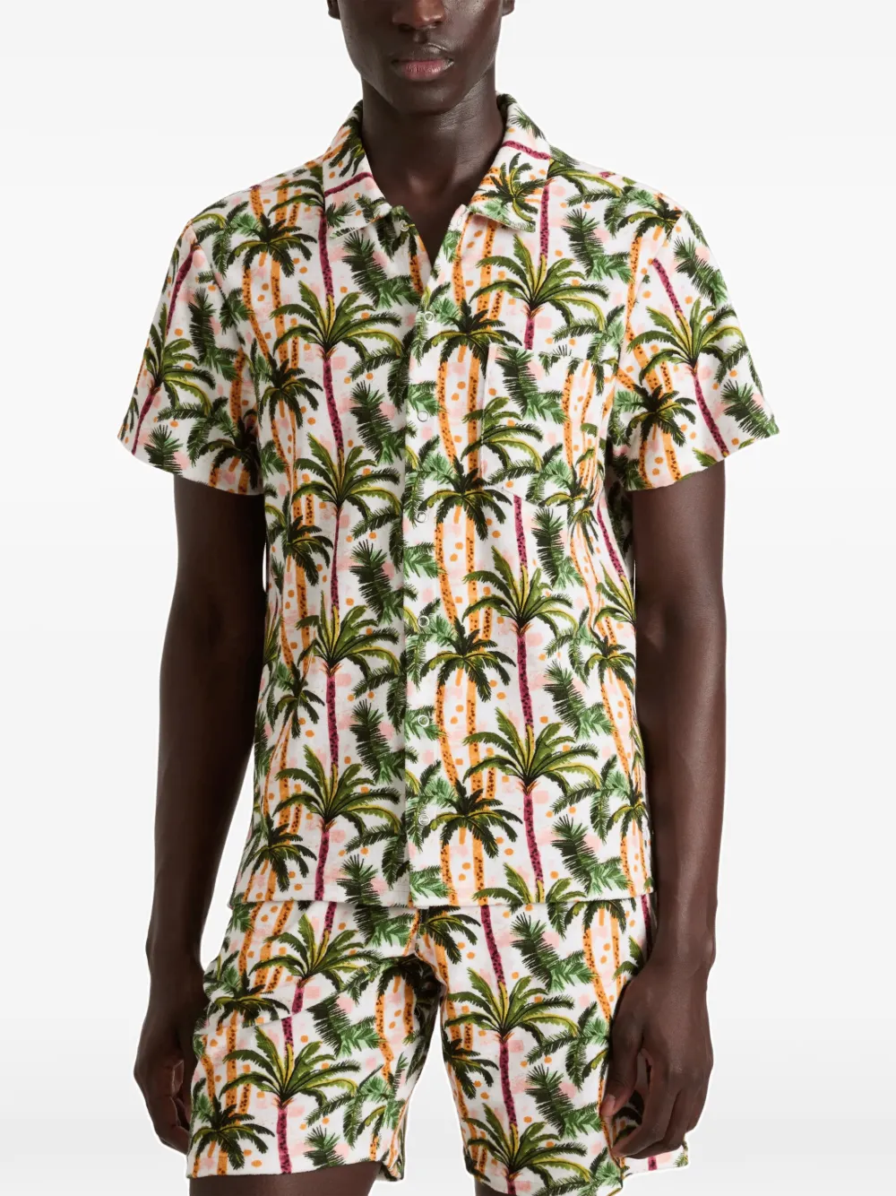 Vilebrequin Terry overhemd met palm-print Wit