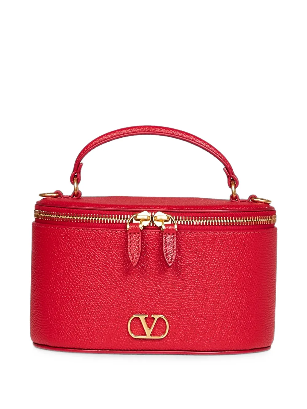 Valentino Garavani VLogo Signature grained leather vanity bag - Rosso