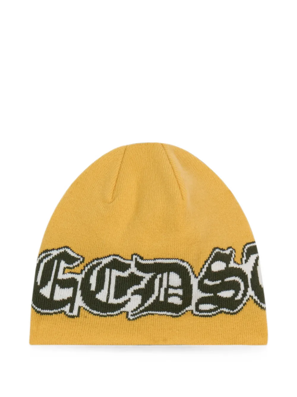 Gcds Gothic Logo-intarsia Beanie Hat In Yellow